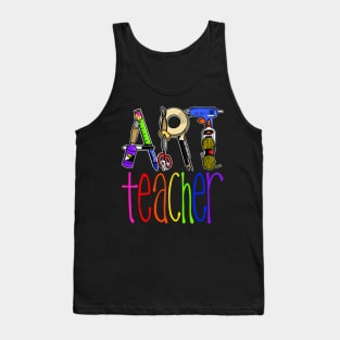 Art Teacher with Art Supply Lettering Tank Top